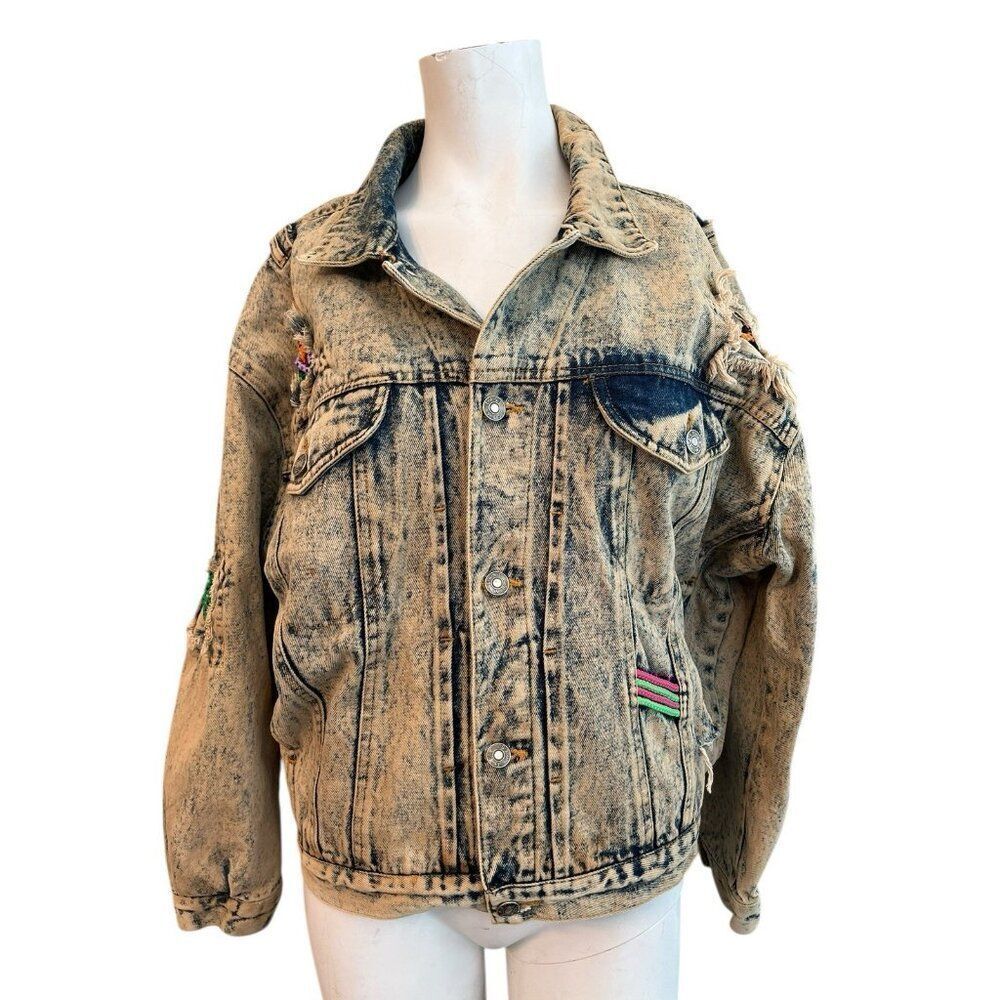 Small Acid Wash Denim Jacket Lot of 26 New Kids on The Block Buttons Donnie Joey - Picture 11 of 16